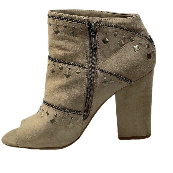 Jessica Simpson Peep Toe Studded Zip-Up Ankle Booties Size 8 - Picture 9 of 12